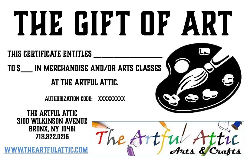 Give the Gift Of Art with our Gift Certificates.